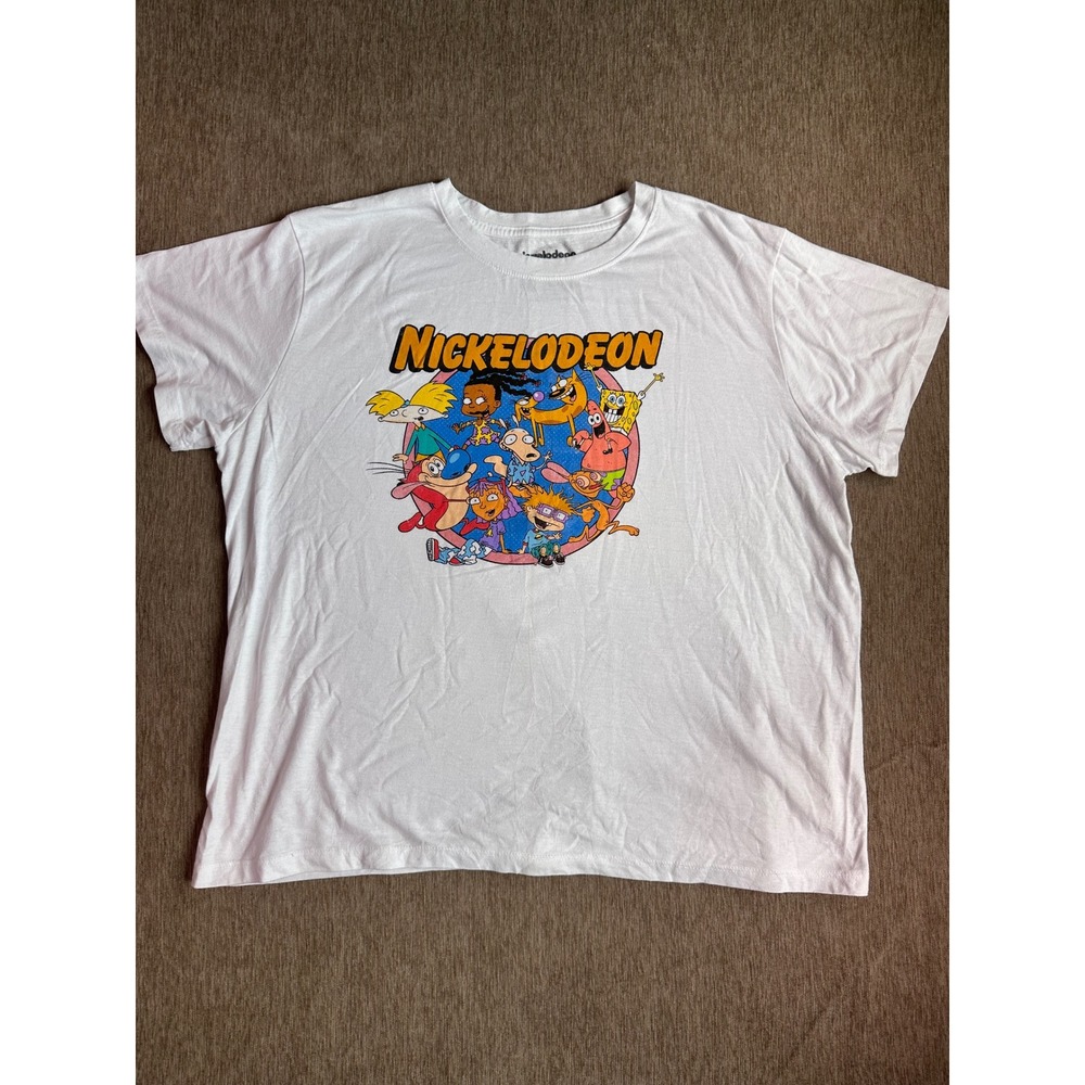 Nickelodeon 90s Characters Graphic T-Shirt White Mens XL Rugrats SpongeBob Retro